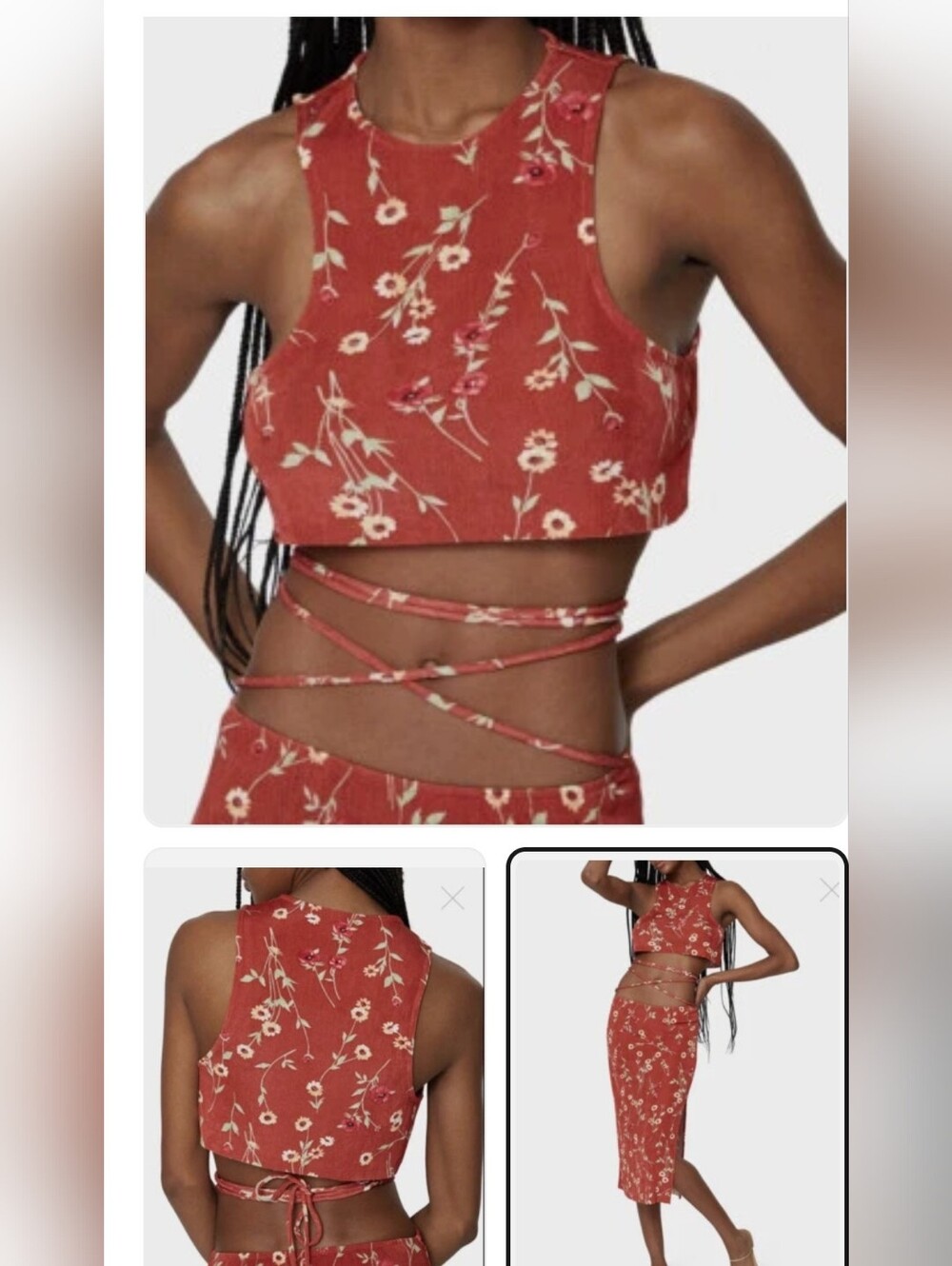 We Wore What Floral Rust Sleeveless Top